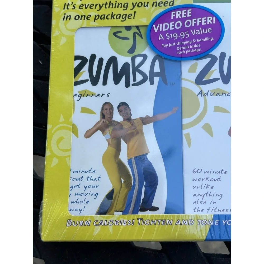 ZUMBA 2 VHS Set Beginners & Advanced NEW SEALED with Bonus BAND Vintage Original